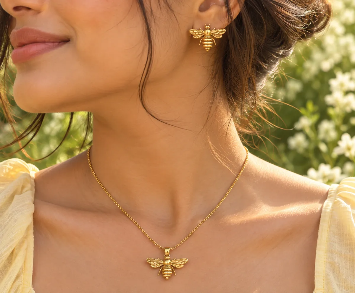 Honey Muse Bee Jewelry Set – PVD Gold Plated 304 Stainless Steel